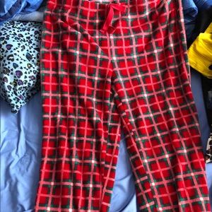 Fleece plaid pajama pants